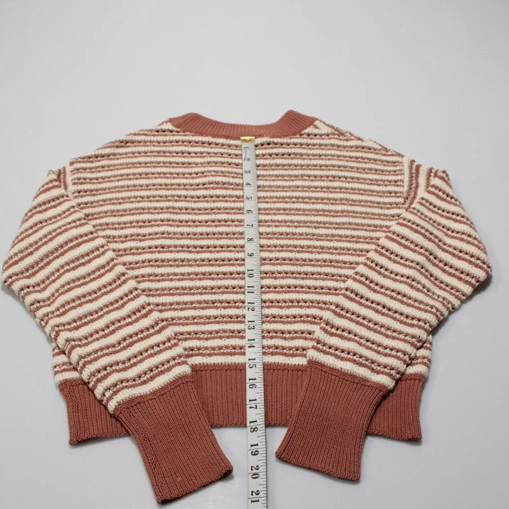 Veronica Beard NWT Bisa Striped Sweater Size Small in White/Mauve Cotton Blend - Picture 7 of 9